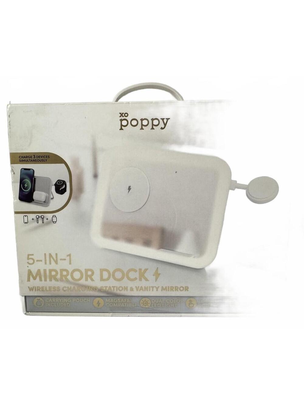 XO Poppy 5-in-1 Mirror Dock Wireless Charging Station w/ Vanity Mirror, MagSafe